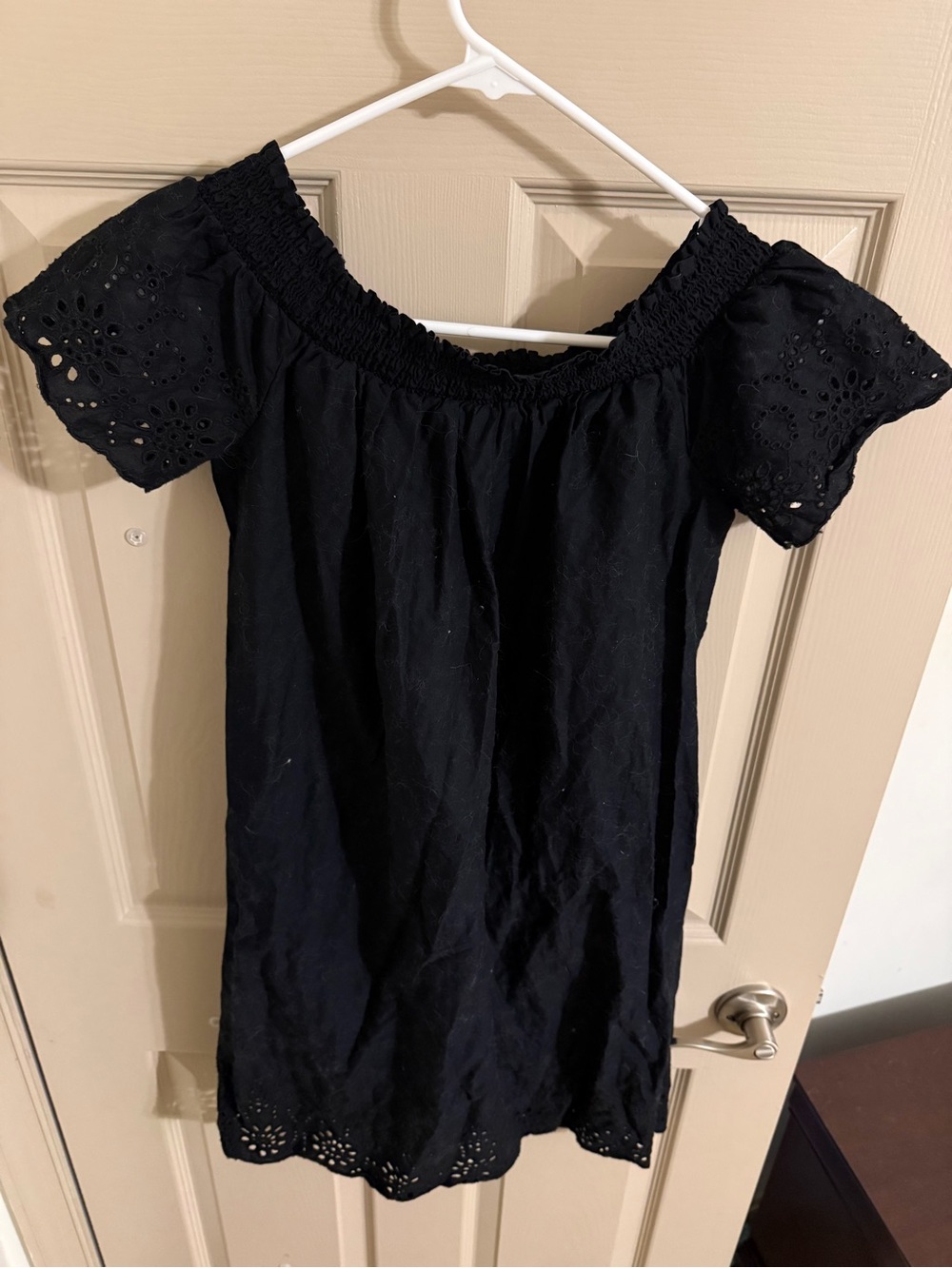Old Navy Black Off-Shoulder Eyelet Tunic